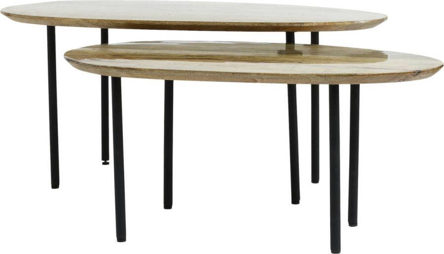 PTMD Collection Ptmd Bijzettafel Oxil 90x50x42 Cm Hout Groen Set Van 2