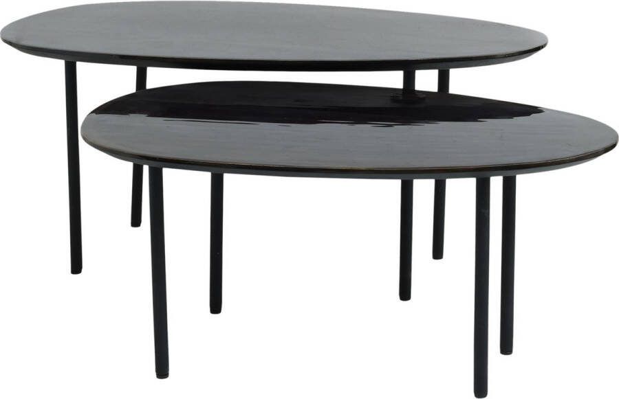 PTMD Collection Ptmd Bijzettafel Oxil 90x50x42 Cm Hout Zwart Set Van 2