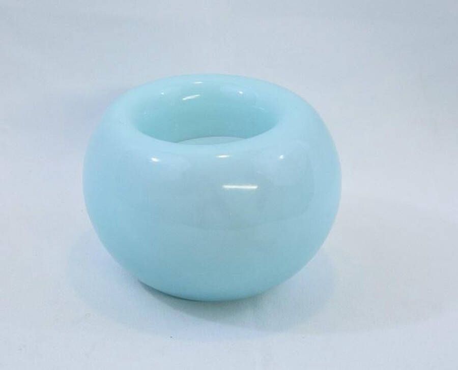PTMD Blauw glazen kleine bol vaas van H 10 x Ø 13 cm