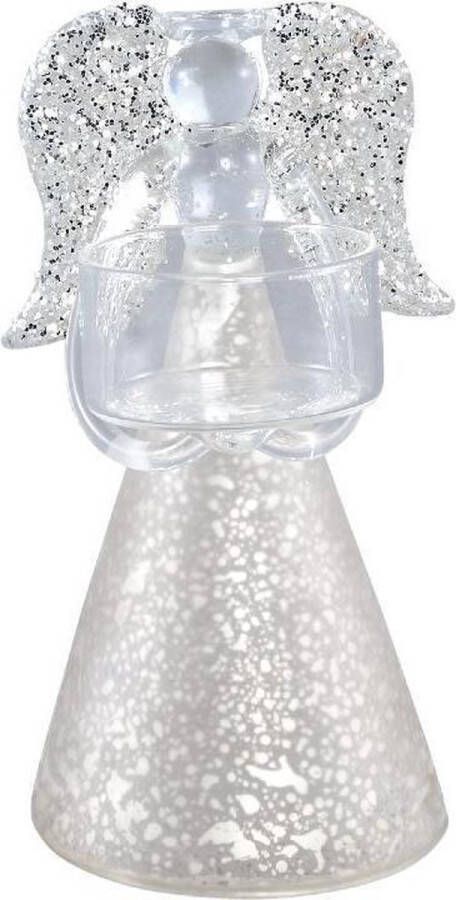 PTMD Christmas rhys silver glass tealight angel Set van 2