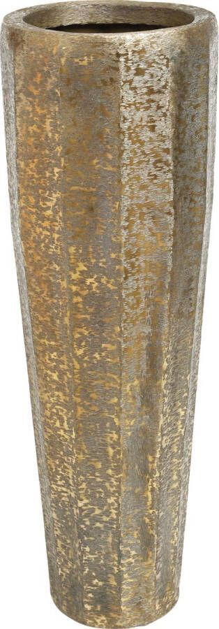 PTMD COLLECTION PTMD Adiane Brass Brushed Alu Sheet Pot Ribb Round SV2