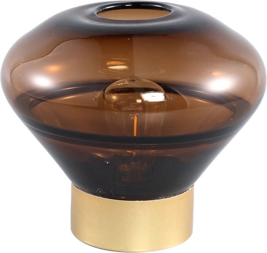PTMD COLLECTION PTMD Akahi Brown glass LED lamp round