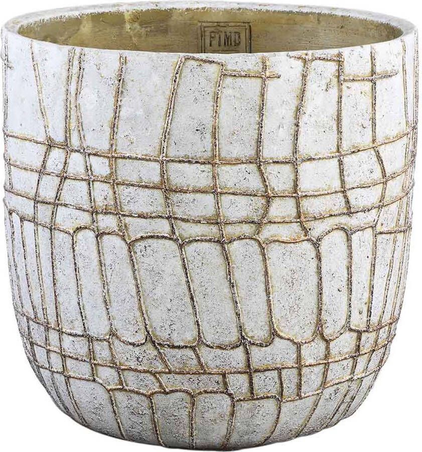 PTMD Collection Ptmd Albin Ronde Bloempot H40 X Ø40 Cm Cement Wit