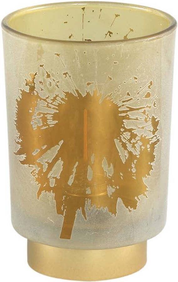 PTMD Collection Ptmd Besh Rond Windlicht H15 X Ø10 Cm Led Glas Bruin goud