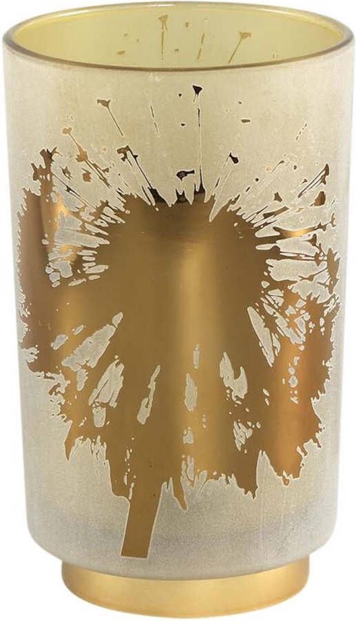 PTMD Collection Ptmd Besh Rond Windlicht H20 X Ø12 Cm Led Glas Bruin goud