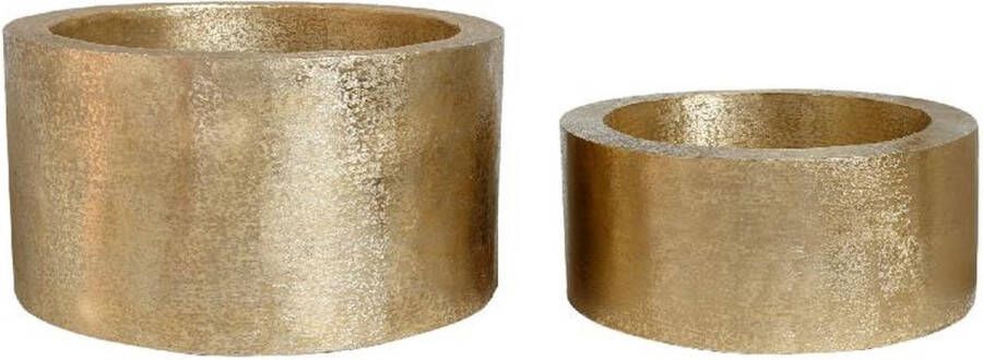 PTMD Collection Ptmd Bloempot Eviee 87x87x48 Cm Aluminium Goud Set Van 2