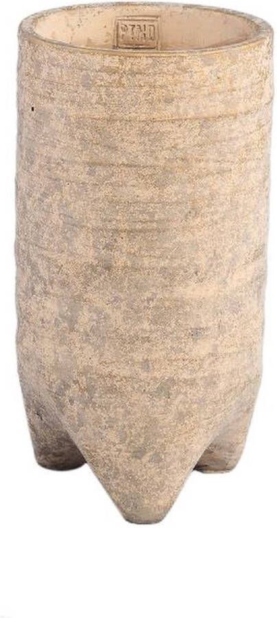 PTMD COLLECTION PTMD Kodi Light Brown cement pot on feet round high S