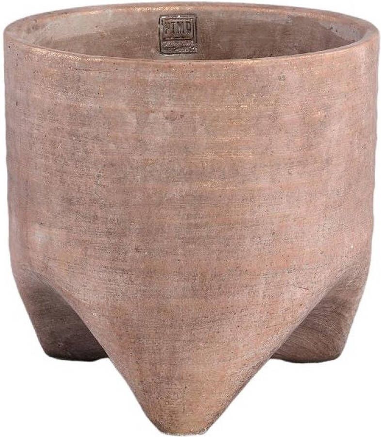 PTMD COLLECTION PTMD Kodi Brown cement pot on feet round big S