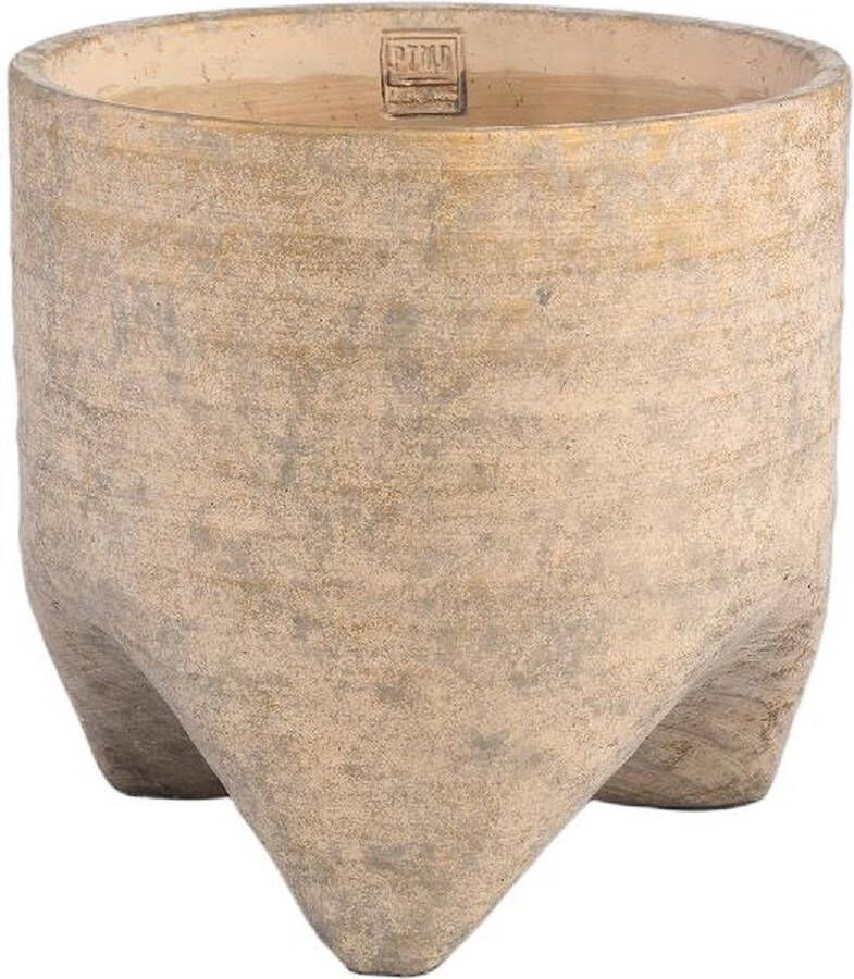 PTMD COLLECTION PTMD Kodi Light Brown cement pot on feet round big S