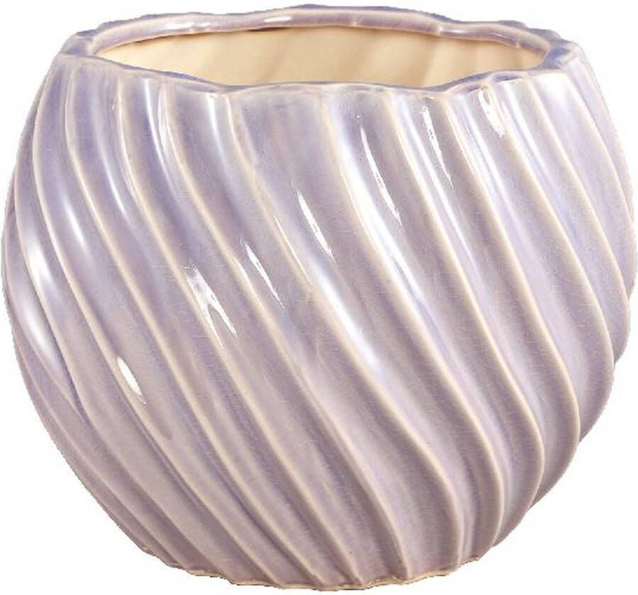 PTMD COLLECTION PTMD Nudi Purple ceramic pot swirl structure round L