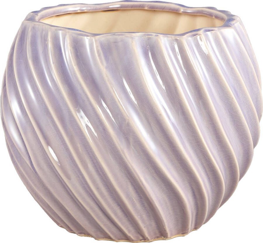 PTMD COLLECTION PTMD Nudi Purple ceramic pot swirl structure round L