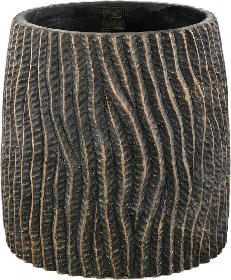 PTMD COLLECTION PTMD Numayla Black cement pot wavy pattern round XL