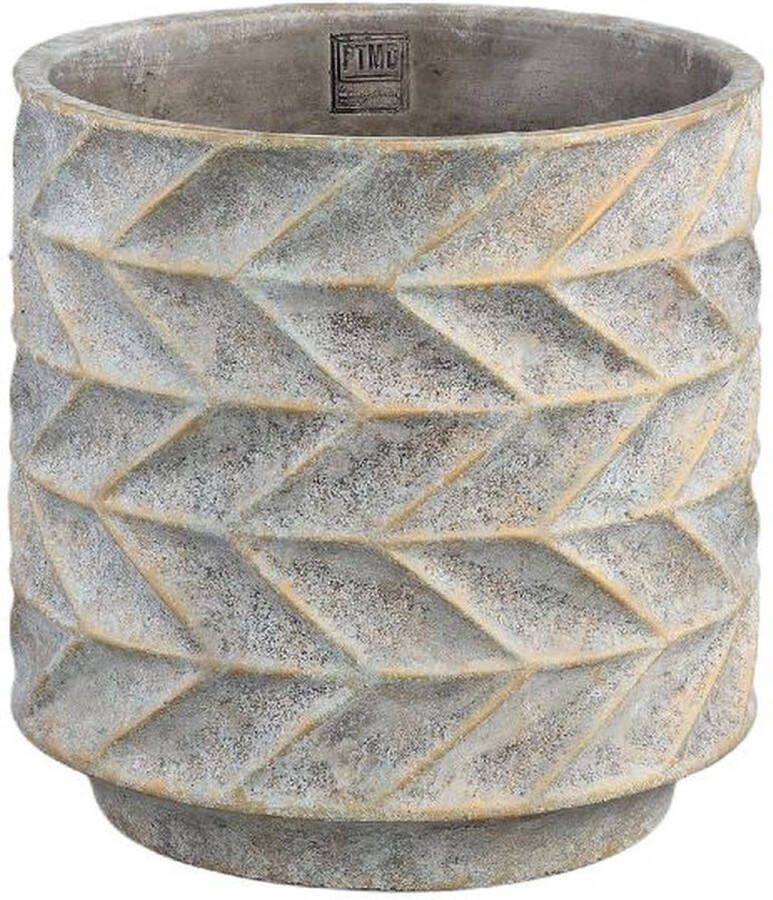 PTMD COLLECTION PTMD Roah Blue cement pot carved round big S