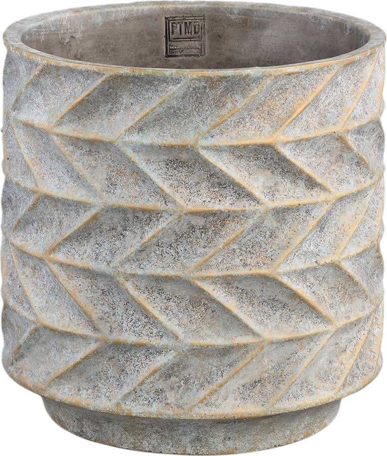 PTMD COLLECTION PTMD Roah Blue cement pot carved round big S