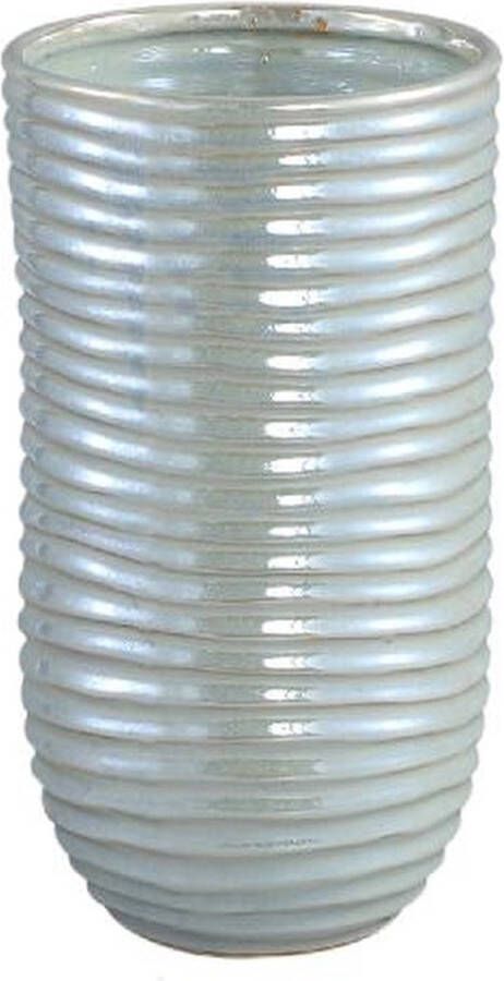 Ptmd Collection PTMD Ryll Pearl shiny ceramic pot ribbed round S