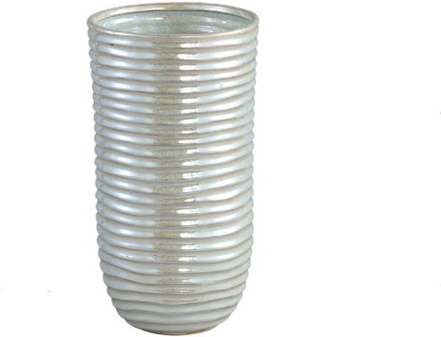 Ptmd Collection PTMD Ryll Pearl shiny ceramic pot ribbed round M
