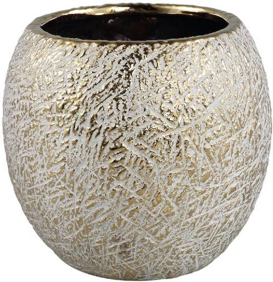 PTMD COLLECTION PTMD Bloempot Sunia 20x20x18 cm Keramiek Goud