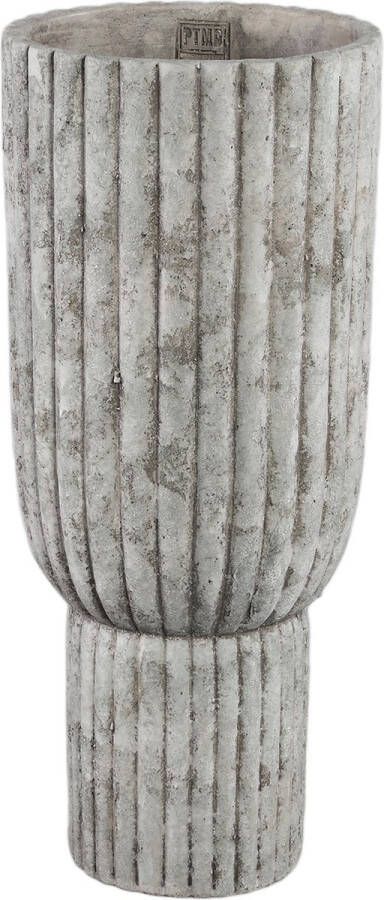 PTMD COLLECTION PTMD Cinne Grey Cement Ribbed Pot On Base Round L