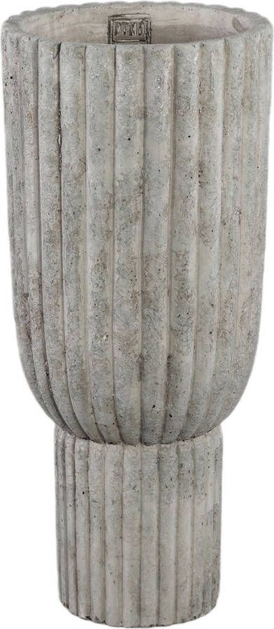 PTMD COLLECTION PTMD Cinne Grey cement ribbed pot on base round M