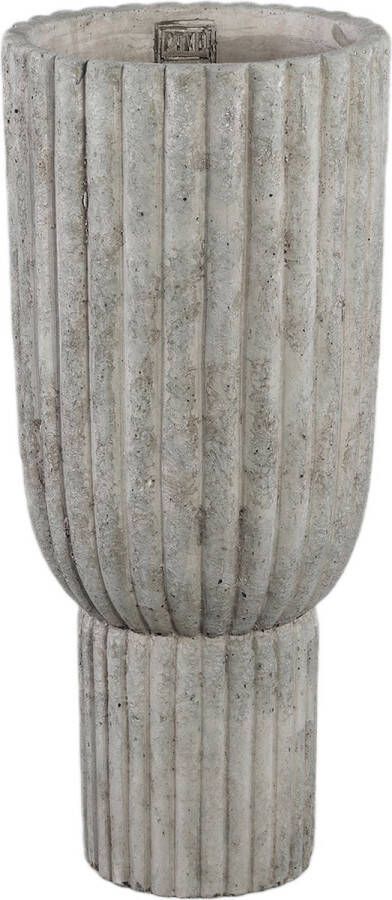 PTMD COLLECTION PTMD Cinne Grey Cement Ribbed Pot On Base Round M