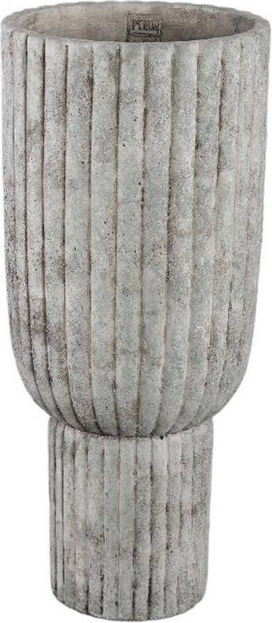 PTMD COLLECTION PTMD Cinne Grey Cement Ribbed Pot On Base Round XL