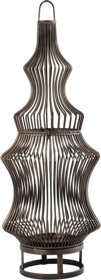 Ptmd Collection PTMD Tobin Brass iron round wired shaped lantern