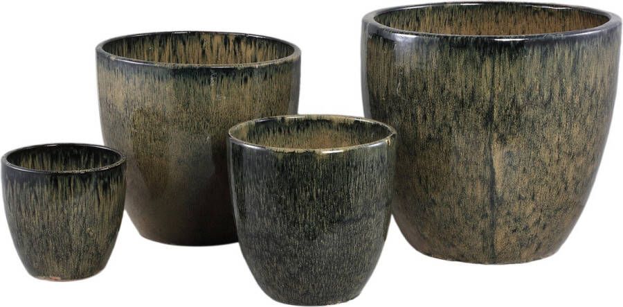 Ptmd Collection PTMD Elizabeth Green ceramic pot shiny round SV4