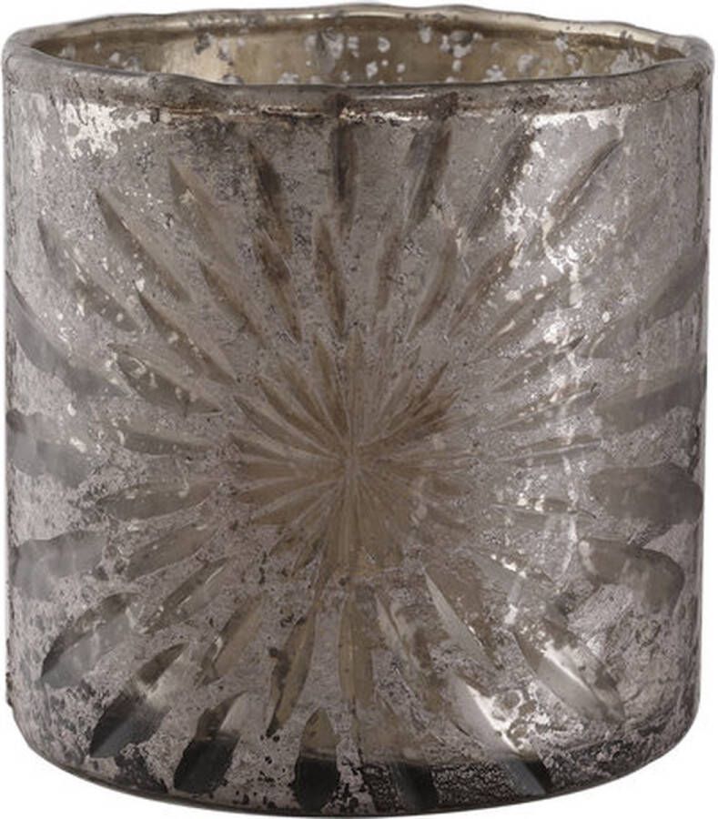Ptmd Collection PTMD Ellis brown glass tealight ice star round S set van 4