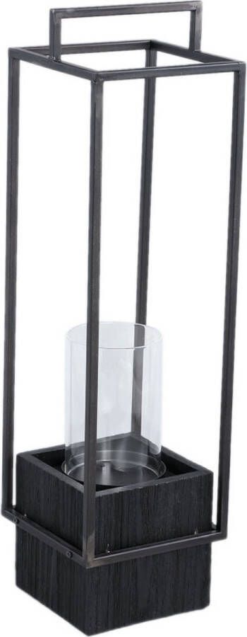 Ptmd Collection PTMD Fass Black metal lantern on base rectangle S