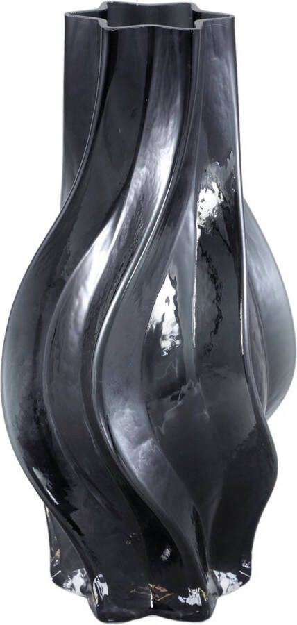 Ptmd Collection PTMD Florence Black glass vase curved lines L