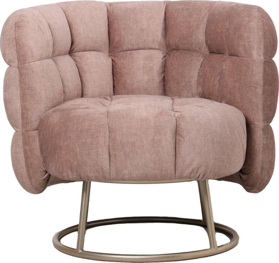 Ptmd Collection PTMD Fluffy Pink fauteuil vogue 3 antelope gold base