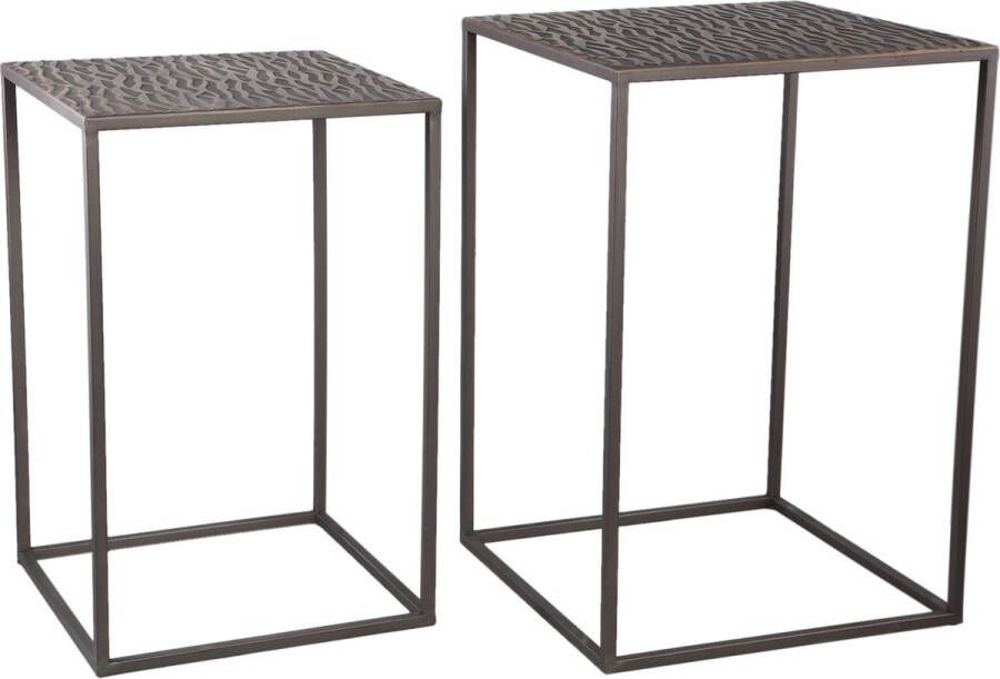Ptmd Collection PTMD Hailee Gold square iron side table SV2
