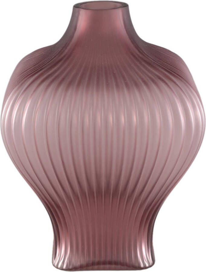 Ptmd Collection PTMD Halde Purple solid glass vase ribbed organic wide