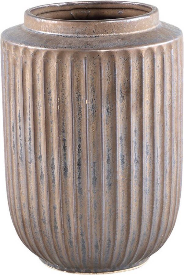 PTMD COLLECTION PTMD Harris Brown Ceramic Round Pot High With Lines M