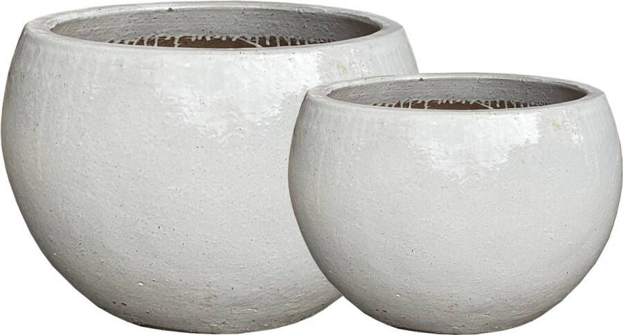 PTMD COLLECTION PTMD Javier White ceramic bowl pot round set of 2