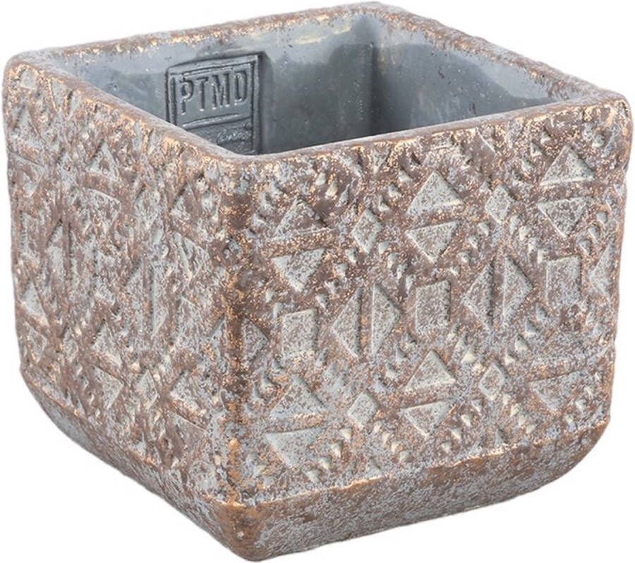 PTMD COLLECTION PTMD Jenah Bloempot 13 x 13 x 12 cm Cement Bruin