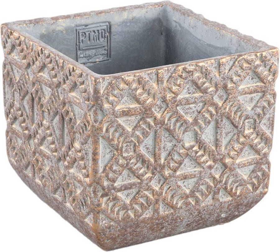 PTMD COLLECTION PTMD Jenah Bloempot 16 x 16 x 15 cm Cement Bruin