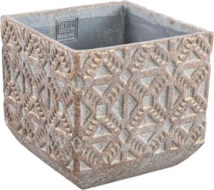 PTMD COLLECTION PTMD Jenah Bloempot 19 x 19 x 18 cm Cement Bruin