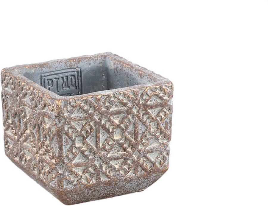 PTMD COLLECTION PTMD Jenah Bloempot 9 x 9 x 8 cm Cement Bruin
