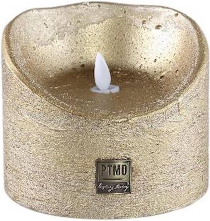 PTMD COLLECTION PTMD LED kaars goud moveable flame XL 12.5 x 12.5 10 cm