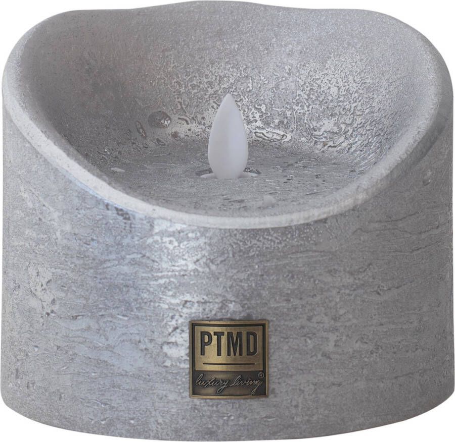 PTMD COLLECTION PTMD Led kaars Metallic zilver XL 12 5 x `12 5 x 10 cm.