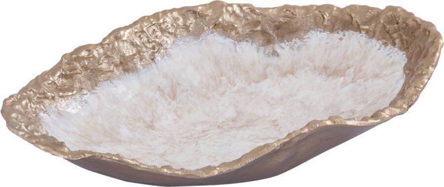 Ptmd Collection PTMD Liliane Champagne alu wavy bowl cream enamel S