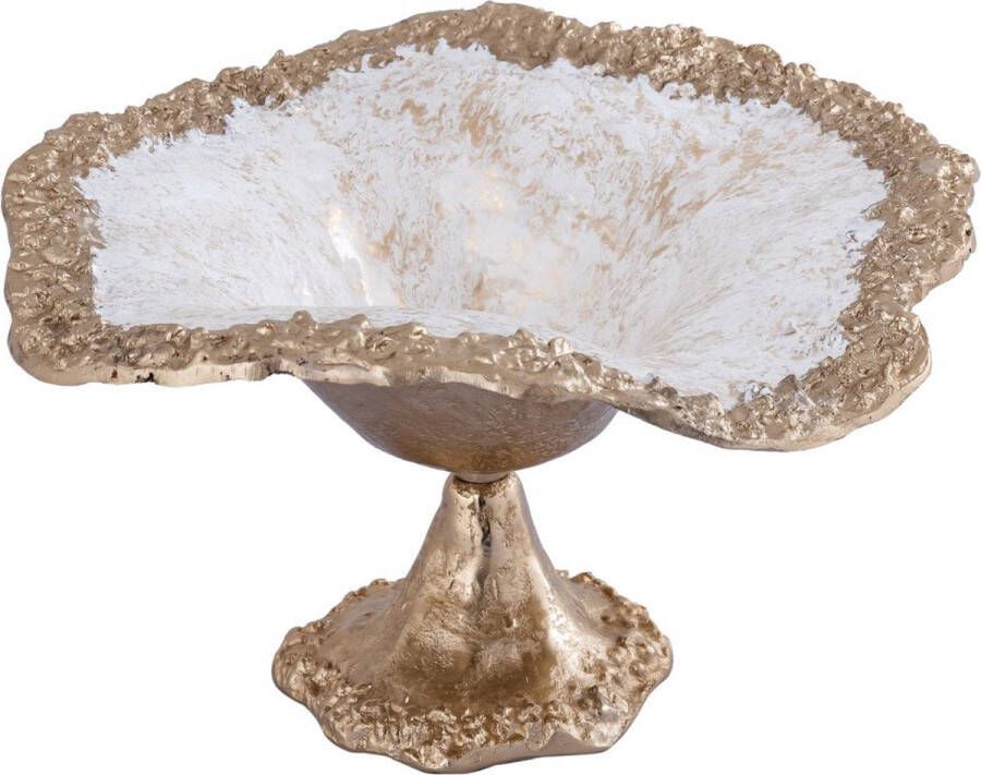 Ptmd Collection PTMD Liliane Champagne alu bowl on base cream enamel L