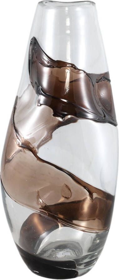 Ptmd Collection PTMD Lisee Brown solid glass vase line frost L