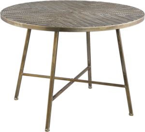 PTMD COLLECTION PTMD Lisso Gold iron coffeetable antique look round
