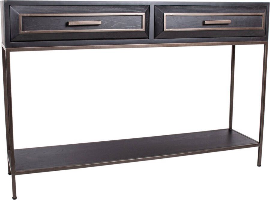 Ptmd Collection PTMD Lixly Black wood iron frame sidetable