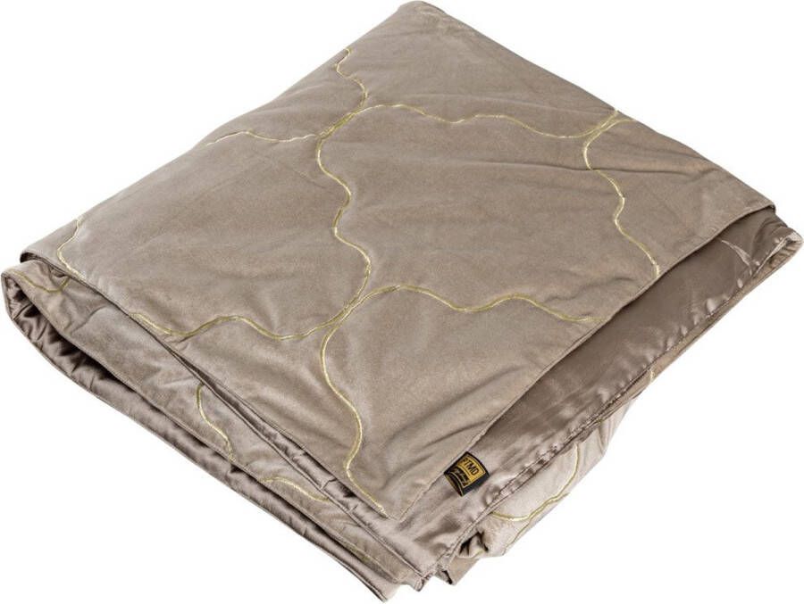 Ptmd Collection PTMD Lizze Beige velvet bedspread embroidery pattern