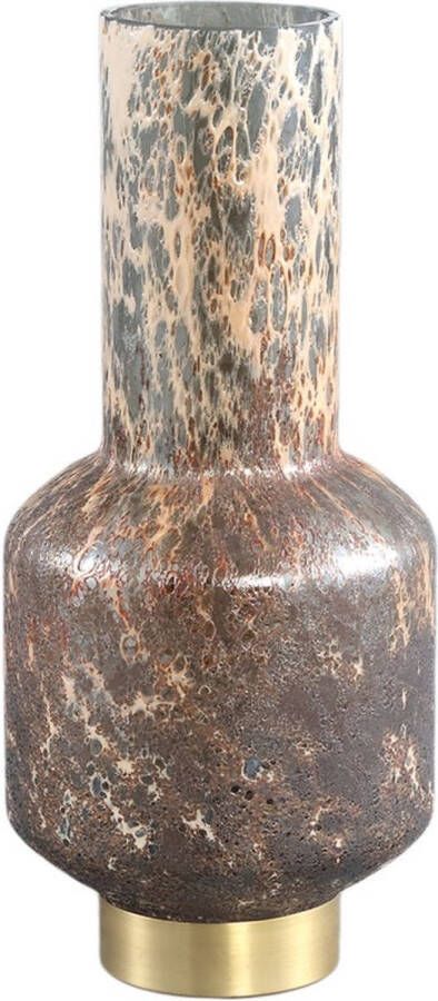 Ptmd Collection PTMD Madelin Brown glass vase with gold base round S