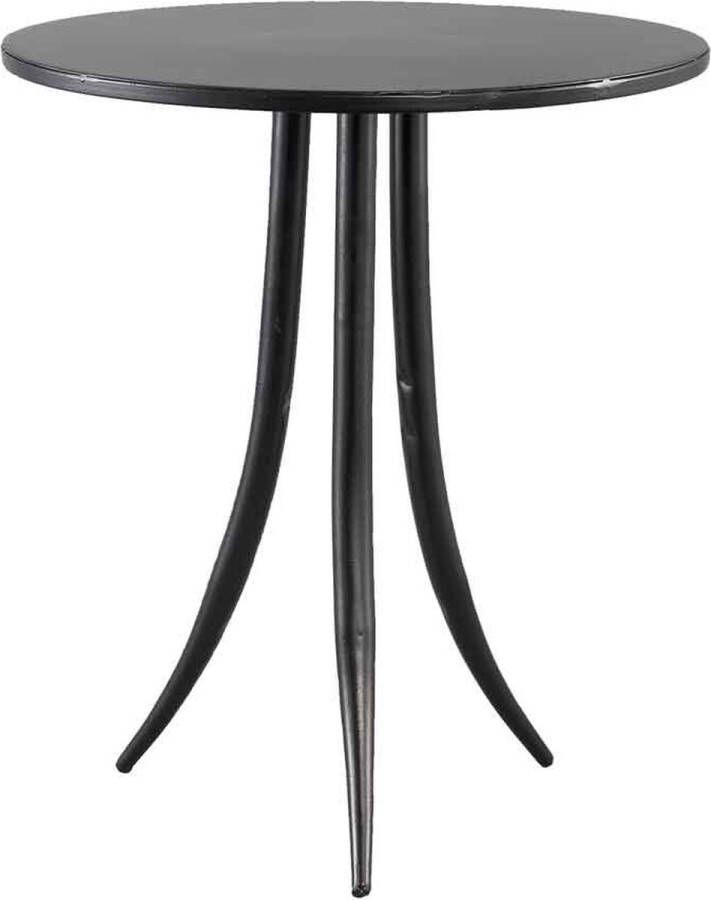 Ptmd Collection PTMD Maeve Black metal sidetable with three feet round
