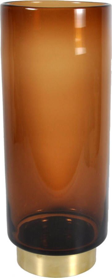 Ptmd Collection PTMD Maureen Brown glass vase metal gold base round L